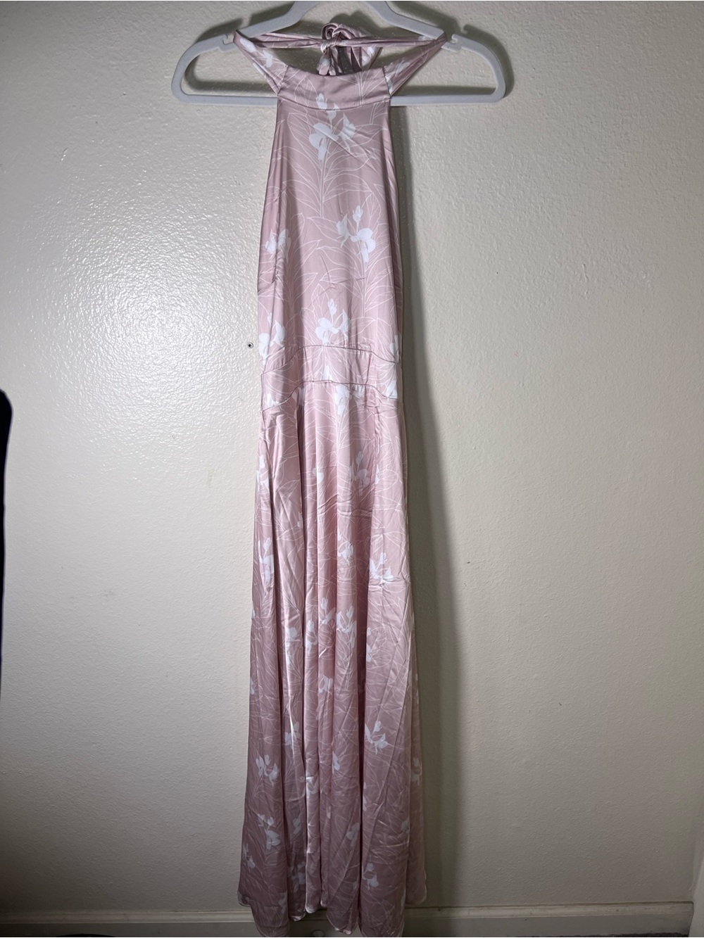 Blush Pink Floral Halter Maxi Dress size S